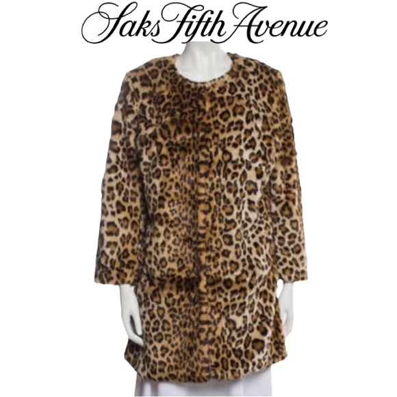 Saks Fifth Avenue Jackets & Blazers - NWT SAKS FIFTH AVENUE Animal Print Faux Fur Jacket XS/S